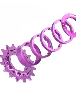 SET PIÑON 16T SINGLE SPEED CON SUPLEMENTOS VIOLETA TANKE
