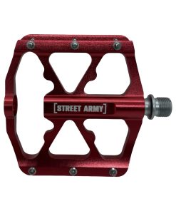 PAR DE PEDALES ALUMINIO 9/16 STREET ARMY 3 RULEMANES ANODIZADO ROJO