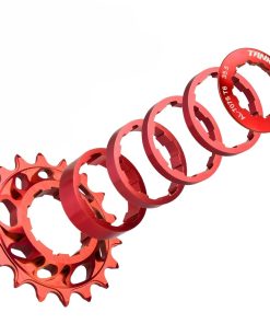 SET PIÑON 16T SINGLE SPEED CON SUPLEMENTOS ROJO TANKE