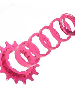 SET PIÑON 16T SINGLE SPEED CON SUPLEMENTOS ROSA TANKE